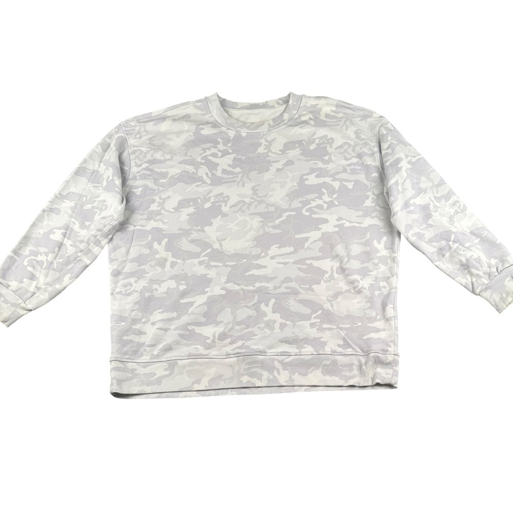 Lululemon Perfectly Oversized Crewneck Sweatshirt Camo White Grey Pullover AsIs‎